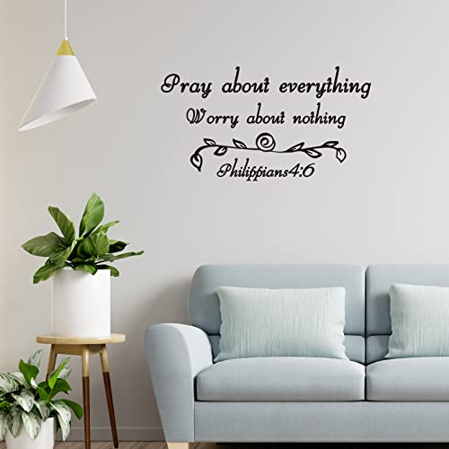 Pray About Everything Worry About Nothing Philippians 4:6 Vinyl Wall Decal Bible Verse Quote Religious Art Letters Home D?cor