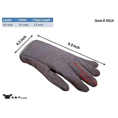 G & F Products Brown Jersey Winter Work Gloves with Red Fleece Lining