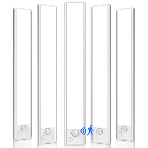 5-Pack 12in Under Cabinet Lighting, Upgraded 2500mAh Rechargeable Under Cabinet Lights Wireless, LED Motion Sensor Light Indoor Closet Lights Under-Counter Light Fixtures for Kitchen, Hallway