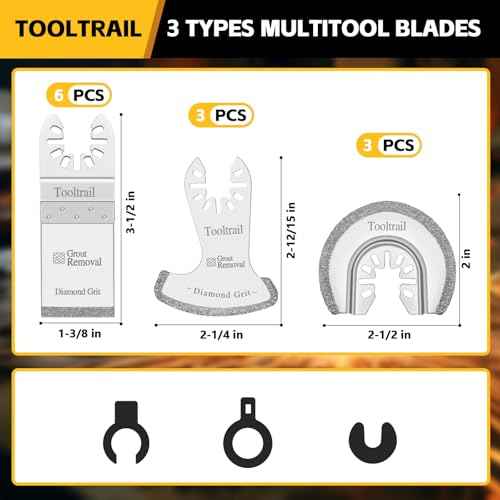 12 PCS Diamond Saw Blades for Oscillating Tool, Grout Removal Blade with 3 Adapters, Professional Multi Tool Blades Kit for Grout, Cement,Fit Milwaukee, Dewalt, Bosch, Ryobi