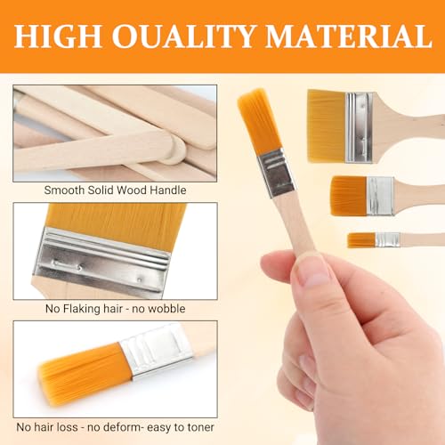 16 PCS Small Paint Brush, Small Paint Brushes for Touch Up, 1/2 Inch Paint with Wood Handle 0.47in/1.18in/2.36in for Wall, Touch-Up, Cabinet, Fence, Edge Painting Tools