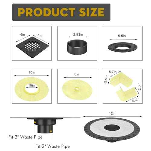 4¡± Drain Grate Kit - Compatible with Schluter Systems Kerdi Shower Drain - Shower Floor Drain Kit with Flange - SUS 304 Stainless Steel Grate & 2 Inch ABS Flange & CUPC Certification - Matte Black