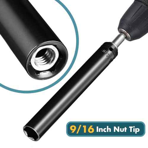 Blulu 9/16"(14mm) Power Nut Driver, Nut Runner Hollow Socket with 1/4" Hex Shank, Fit Long Bolts and Ductwork for Overhead Fastening Applications Operations(1 Pack,6 Inch)