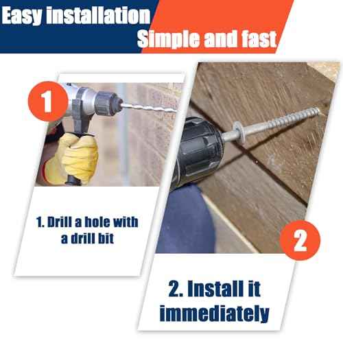 Tandefio 60 Pack 3/8 x 6'' Lag Screw Kit with Washers Hot Dip Galvanized Hex Lag Bolts Heavy Duty Wood Screws for Wood Decks Fences