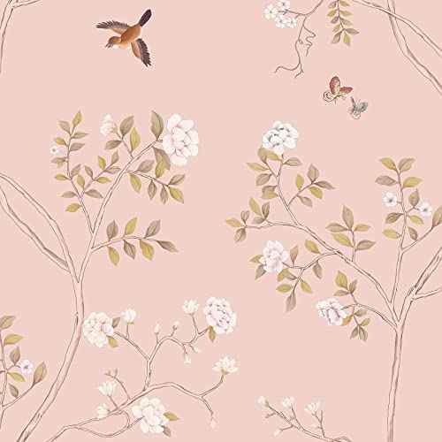 Hopepak Pink Peel and Stick Wallpaper Floral Contact Paper Self Adhesive Removable Wall Paper for Bedroom Bathroom Nursery Decor 15.3''x78.7''