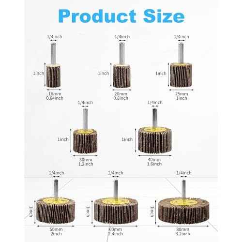Rocaris 96 Pack 1/4" Abrasive Flap Wheel Sander Set, 80 Grit Aluminum Oxide Flap Wheels Cylindrical Shape Sanding Wheel, 8 Sizes