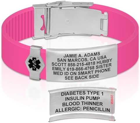 Divoti Custom Engraved Medical Alert ID Bracelet – Dual-Sided Laser Etching, Silicone Wristband, Stainless Steel Security Clasp – Adjustable & Trim-to-Fit – Emergency Medical Info Band for Men & Women