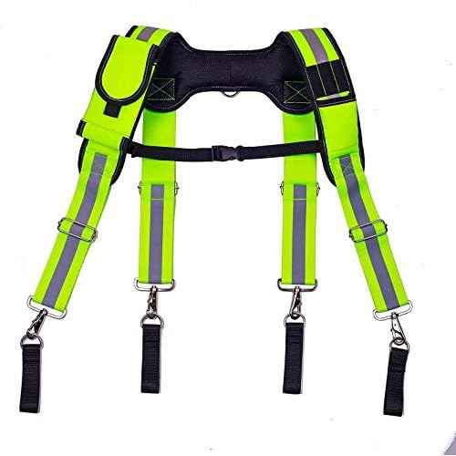 Reflective Tool Belt Suspenders Padded Heavy Duty Work Suspenders for Carpenter Electrician Work