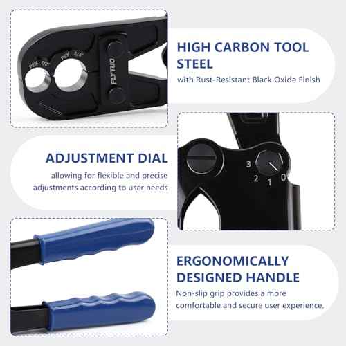 1/2" & 3/4" Combo PEX Crimping Tool for Copper Crimp Rings with Go/No-Go Gauge, ASTM F1807 Standard Compliant