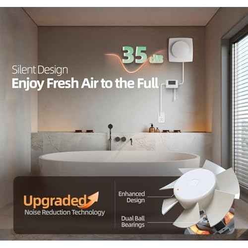 3 Speed Bathroom Exhaust Fan with Humidity Sensor & Remote Control, Timer Humidity & Temperature Control Quiet Upgraded 2600RPM Bathroom Fan for Attic Basement Garage P119A(4 inch Exhaust Fan)