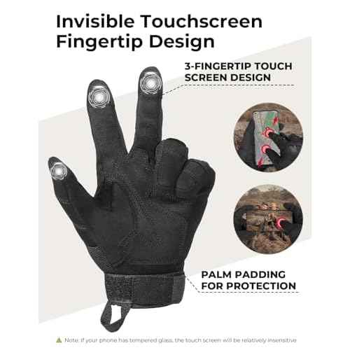 KEMIMOTO Tactical Gloves for Men, Touchscreen Motorcycle Gloves with Hard Shell & Palm Padding for Sports Motorcycle Cycling Tactical Airsoft Paintball Hunting Hiking Camping Climbing