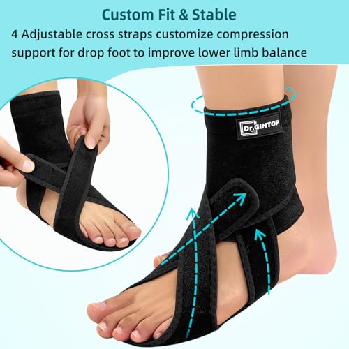AFO Foot Drop Brace for Walking, Plantar Fasciitis Night Splint, Ankle Foot Orthosis, Drop Foot Brace w/Arch Support Relief Pain for TBI, ALS, MS, Stroke, Fracture, Spinal Cord Injury Left