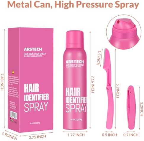 Hair Identifier Spray for Face Shaving Dermaplaning Tool 4 Pack Skin Body Dermaplaning Spray for Women with 16 Face Razor for Face Shaver Hair Removal Kit Excess Hair Dermaplane Razor for Women Face