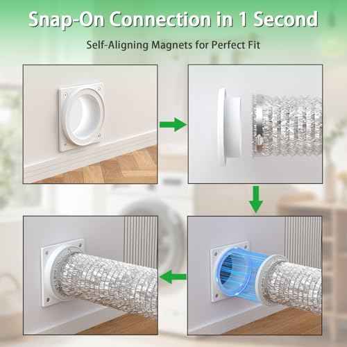Magnetic Dryer Vent Connector -Quick Connect Coupling,ABS Rust-Proof Housing,Airtight 4" Kit for Tight Spaces-Laundry Room,Closet,Apartment-Quick Snap Installation,Easy Clean