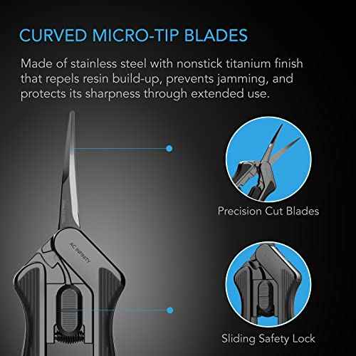 AC Infinity 6.6¡± Stainless Steel Curved Pruning Shear, Lightweight Ergonomic Design, Curved Precision Blades with Nonstick Titanium Coating for Gardening, Hydroponics, Grow Tents