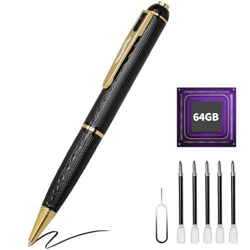 1080P Body Camera Pen, 64GB Metal Spy Pen Hidden Camera, Small Nanny Cam with 280 Minutes Battery Life for Home Indoor Security