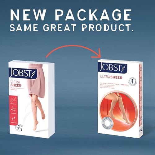 JOBST UltraSheer Knee-High Compression Stockings for Women - Closed Toe - Medical Compression 20-30 mmHg - For Varicose and Spider Veins - Helps Prevent Swelling - Honey, Medium