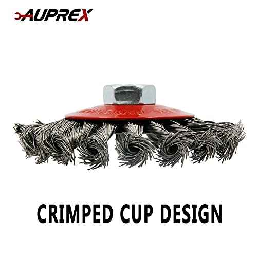 2 Pack 4 Inch Twist Knotted Wire Wheel Brush for Angle Grinder with 5/8 Inch-11 Threaded Arbor - 0.02 Inch Carbon Steel Wire for Heavy-Duty Conditioning of Various Metals