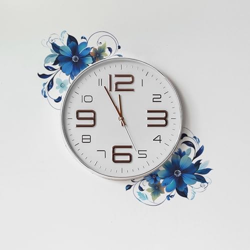 Blue Daisy Botanical Flower Wall Stickers, sacinora Floral Art DIY Wall Decals Removable Vinyl Peel and Stick for Furniture Door Toilet Bedroom Decorations