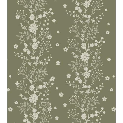 Tonal Floral Peel and Stick Wallpaper Sage Green Floral Self Adhesive Wallpaper Contact Paper Waterproof for Shelves Cabinet Drawer Table (Sage Green, 17.32in X 6.56ft)
