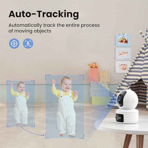 Security Camera, Dual Lens 2.4GHz & 5GHz WiFi Cameras for Home Security Indoor, Pet/Dog/Baby Camera, Security Camera Indoor with 360¡Æ Pan&Tilt, Motion Detection and AutoTtracking, Night Vision
