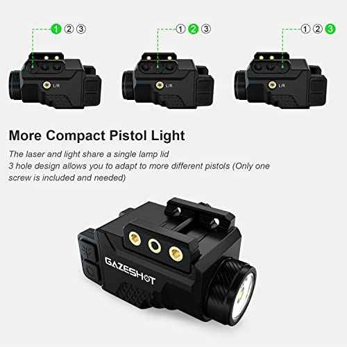 Mini 700 Lumen Pistol Light Laser Combo Weapon Light Tactical Flashlights, Magnetic USB Rechargeable with Green Beam and Strobe Mode for GL and Picatinny Rail