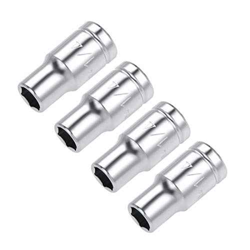 uxcell 4 Pcs 1/4-inch Drive 1/4-inch 6-Point Shallow Socket, Cr-V