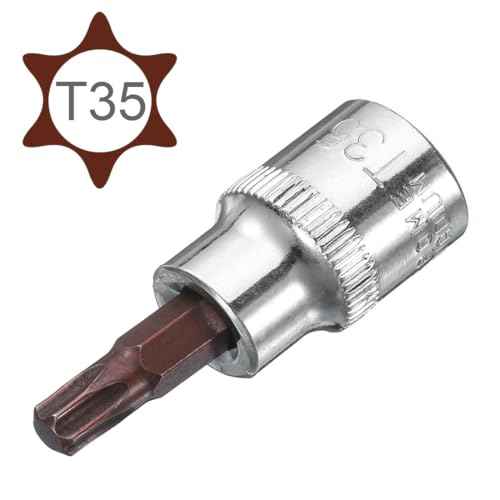 uxcell 3/8" Drive x T35 Torx Bit Socket, S2 Steel Bits, CR-V Sockets 2" Length (For Hand Use Only) 2pcs
