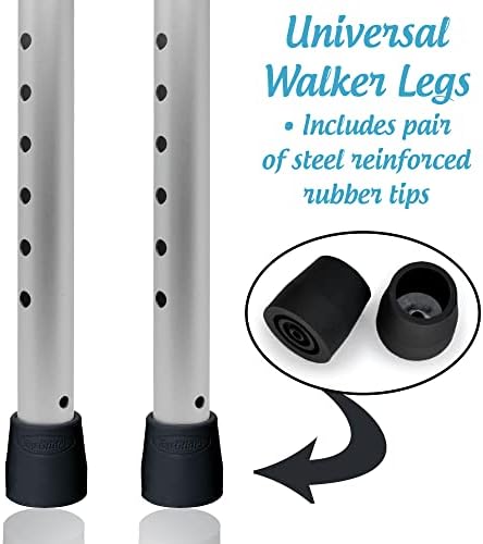 KIT: Top Glides Universal Walker Replacement Legs with Rubber Tips (Black)