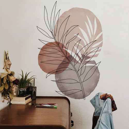 Runtoo Boho Wall Art Decal Leaves Plant Flower Retro Abstract Wall Stickers Living Room Girls Bedroom Bathroom Wall Decor