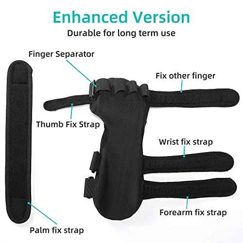 Fanwer Stroke Resting Hand Splint - Night Immobilizer Wrist Finger Brace for Flexion Contractures, Functional 5 Finger Stabilizer Wrap - for Muscle Atrophy Rehab, Arthritis, Tendonitis (Right, Medium)
