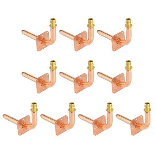 Copper Stub Out Elbows with Wall Flange Stub Out 1/2"-6inch Lengh Easy to Install, Lead-Free-PEX Stub Out Accessories, ASTM F1960£¨10pcs£©
