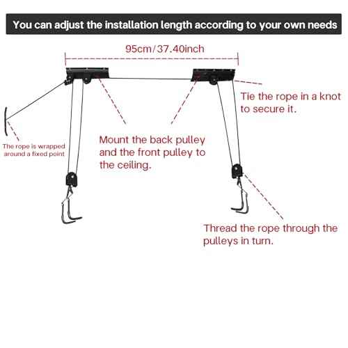 Cargo Box Ceiling Hoist ? Garage Pulley Lift System for Rooftop Cargo Carrier Fits Garage or Shed with 100lb Capacity for Bicycles or Ladders or Roof Luggage Box or Roof Luggage Frame