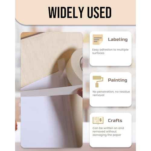 Lichamp Masking Tape 3/4 inch, 3 Pack General Purpose Masking Tape Beige, White Tapes for Painting, Arts, Crafts, 3/4 inch x 55 Yards x 3 Rolls (165 Total Yards)