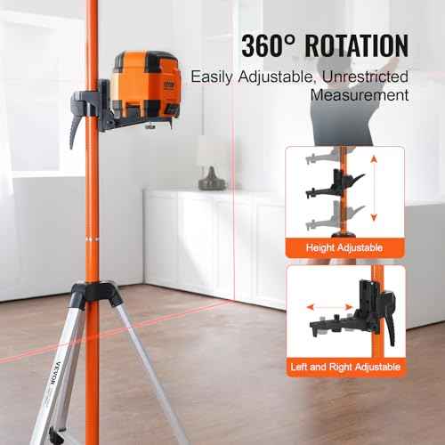 VEVOR Laser Level Tripod, 1/4"-20 & 5/8"-11 Thread Mount, 40.94-133.85 inch Height Adjustment with Level Bubble & Heavy-duty Stand, Extendable Pole Lightweight Aluminum Tripod for Laser Scanner