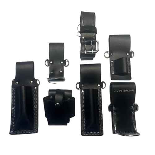 WIDEBROWN Professional 7-in-1 Leather Tool Belt, Scaffolding Tool Pouch with Multiple Holders, Black