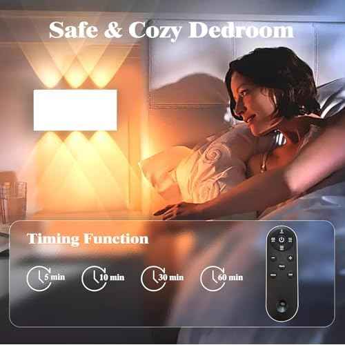 Shelprojsu LED Cordless Wall Sconce Set of 2, 5200mAh Rechargeable Battery Operated Wall Lamp with Remote Control, 3 Colors and Dimmable Magnetic Wireless Wall Light (White, 2 PCS)