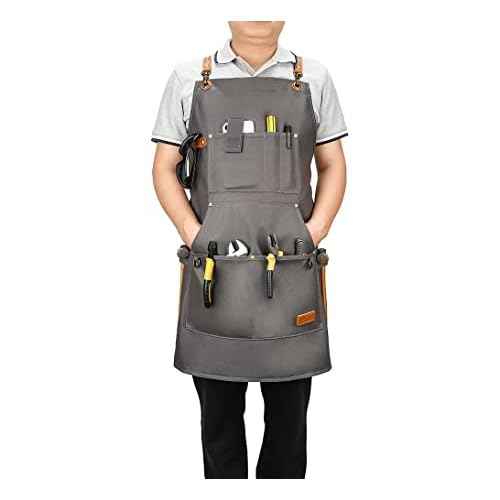 Waxed Canvas Tool Apron for Men and Women - Durable, Adjustable for Woodworkers, Mechanics, Blacksmiths, Carpenters