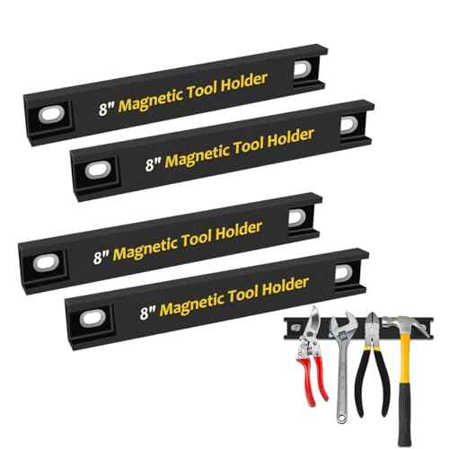 8' Heavy Duty Magnetic Tool Strip, 4 Pack Rubber Protected, Storage Organizer for Garage Shop Wall Workbench Screwdriver Wrench Pliers