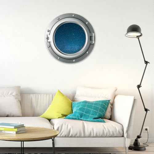 3D Airplane Window Wall Stickers Universe Porthole Decals for Kids Room, Living Room, Bedroom Decoration, Removable PVC Space Theme Decor