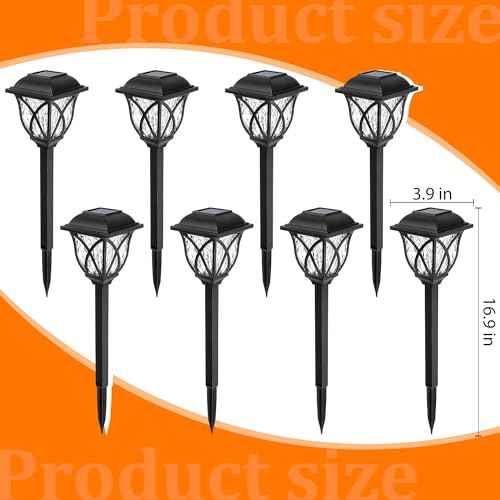 GIGALUMI Solar Lights Outdoor Waterproof, 8 Pack Flickering Flame LED Lights, Garden Decor for Yard, Patio, Landscape, Planter, Walkway, Transparent Cover