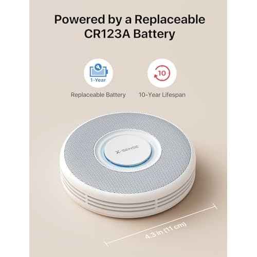 X-Sense Smart Wi-Fi Smoke Detector with Voice Alerts and 17 Locations, Fire Alarm, Fire Detector, 1.3 in (33 mm) Thick, XS0B-iR, 1 Pack