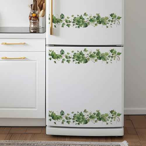 Green Leafy Vine Wall Decals Green Plants Leaves Wall Stickers Removable Peel and Stick Vinyl Art Mural Decals for Living Room Bedroom Classroom Kitchen Wall Decor