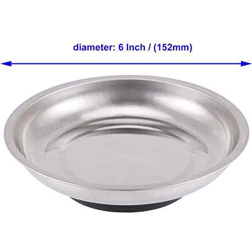 8 PCS Magnetic Bowls 6 Inches, Magnetic Trays Set Round, Stainless Steel Magnetic Parts Tray Set for Bolts, Pins, Screws, Nuts, Small Parts Tools Organization for Workshop, Garage, Craft Room