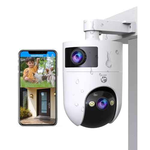 JOOAN Security Camera Outdoor 2K Ultra HD Dual Lens 2.4G/5G WiFi Bluetooth 2 Cams in 1 Auto Tracking 360¡ÆView,2 Ways Audio IP66 Waterproof 3 Night Vsion Modes Cloud/SD Card Storage,Corded Power