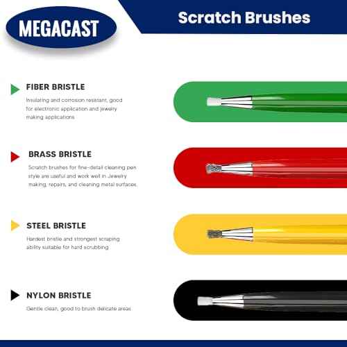 4-Piece Scratch Brush Pen Set, Sanding Brushes Tools with Fiberglass, Steel, Brass and Nylon Nigs, Cleaning Brush for Jewelry, Watches, Coins and Electrical Circuit Boards