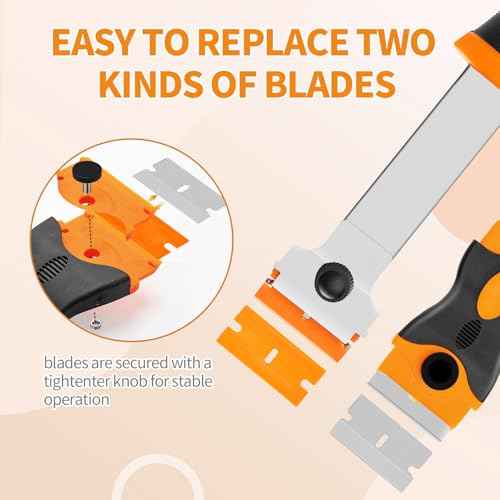 6PCS Razor Blade Scraper Tool, 3Pack Razor Scraper Set with Extra 40Pcs Blades and 3Pcs Wire Brush Set, Glass Top Stove Scraper, Paint Scraper, Cleaning Scraper Tool for Windows, Glass, Sticker