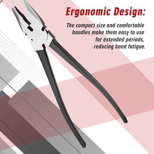 10'' Button Fence Pliers for Bending Cutting and Gripping Round Nose Wire Cutter Plier for Construction and Wire Fencing Resists Rust and Corrosion