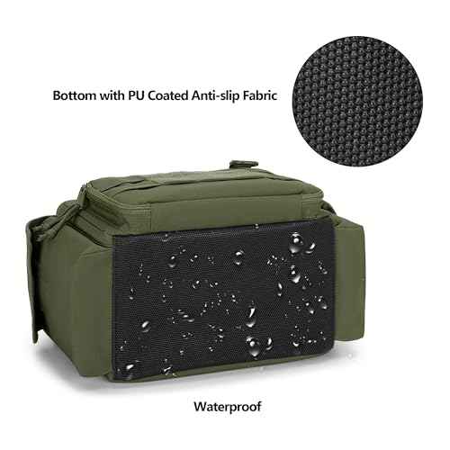 Small Tool Bag with Anti-friction and Thick Padded Bottom, Tool Storage Organizer for Men, Tactical Bag, Range Bag, Multi-functional Work Tote for Repairman, Electrician, Carpenters (Green)