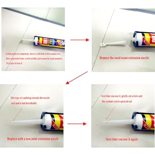 Caulking Nozzle for Caulk Gun, Reusable Silicone Caulk Nozzle Applicator Durable Epoxy Piston Caulk Nozzle (White-16 pieces)